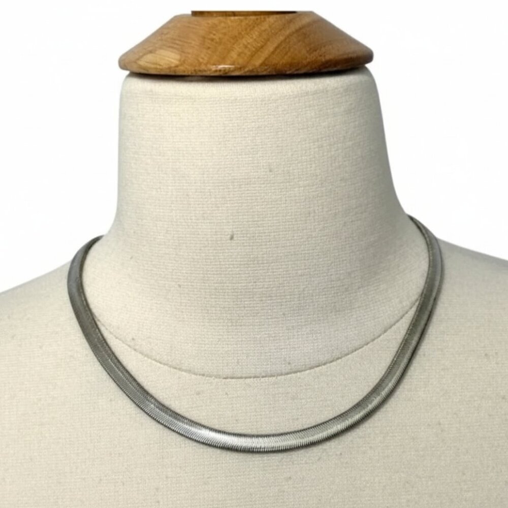 Sterling Silver 925 Herringbone Chain Necklace 17.5" 5MM Classic Versatile Sleek - Picture 3 of 11